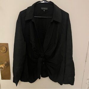 Eloquii Black Button Down Tie Front Blouse
